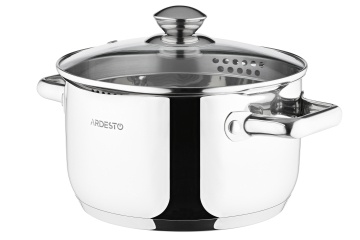 Каструля зі скляною кришкою та зливом Ardesto Gemini Lecco, 3.6л, нержавіюча сталь (AR2836CS)