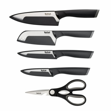 Набір ножів Tefal Comfort, 5предметів, нержавіюча сталь, пластик, чорний (K2215S55)