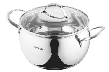 Каструля зі скляною кришкою ARDESTO Gemini Liguria, 4л, нержавіюча сталь (AR4340GB)