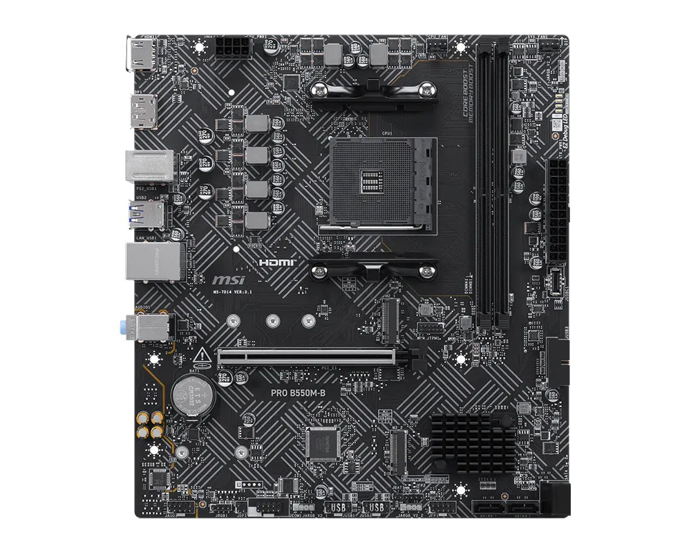 Материнcька плата MSI PRO B550M-B sAM4 B550 2xDDR4 HDMI DP mATX (911-7D14-023)