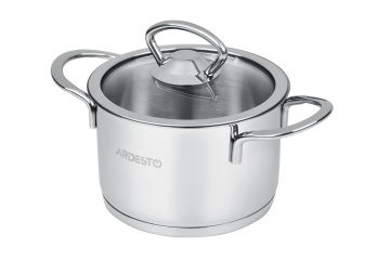 Каструля зі скляною кришкою ARDESTO Luna,0.9л, нержавіюча сталь (AR0609S)