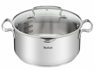 Каструля Tefal DUETTO, 5л, з кришкою, нержавіюча сталь, скло (G7194655)