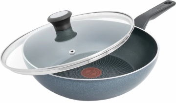 Сковорода ВОК з кришкою Tefal Generous Cook, 28см, алюміній, бакеліт, скло, чорний (C2771953_SET)