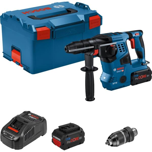 Перфоратор акумуляторний ударний Bosch Professional GBH 18V-28 CF SDS plus 18В акб 2x8А·год 0-4220уд/хв 3.3Дж кейс L-BOXX 3.3кг (0.611.921.002)