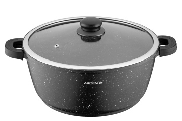 Каструля зі скляною кришкою ARDESTO Gemini Anzio, 6.4л, алюміній, чорний (AR2426GE)