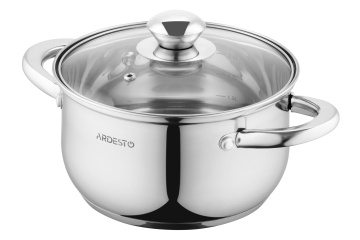Каструля зі скляною кришкою Ardesto Gemini Gourmet Spoleto, 2.3л, нержавіюча сталь (AR1923GSS)