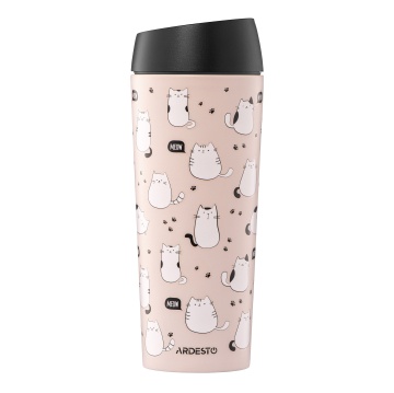 Термокухоль ARDESTO Coffee Time Cats 450мл, нержавіюча сталь, коричневий (AR2645FC)