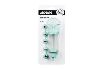 Шприц кондитерський з насадками ARDESTO Tasty baking, 19x6.5x4.5см, пластик, блакитний (AR2306TP)