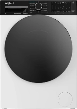 Пральна машина Whirlpool фронтальна, 8кг, 1200, А, 44.4см, дисплей, пара, інвертор, люк чорний, білий (WAM862XWB)