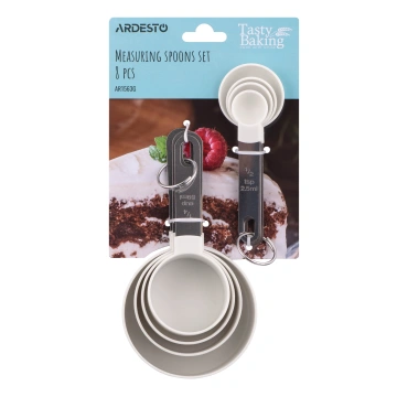 Набір мірних ложок ARDESTO Tasty Baking, 8шт, пластик, нержавіюча сталь, сірий світлий (AR1563G)