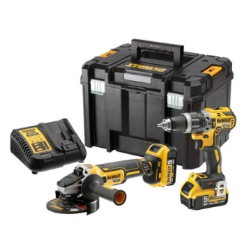 Набір із двох акумуляторних інструментів DeWALT 18В дриль-шурупокрут DCD796 шліфмашина кутова DCG405 акб 2х5А·год ЗП TSTAK 4.2кг (DCK2080P2T)