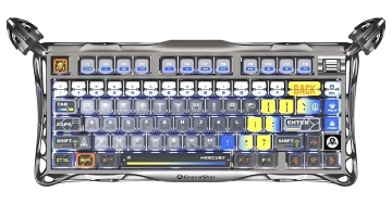 Клавіатура механічна GravaStar Mercury K1 Pro 80keys, GravaStar x Kailh Speedy Mint, BT/WL/USB, RGB, Interstellar Silver (GSK1PRO_S_CGRY)