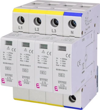 Обмежувач перенапруги ETI, ETITEC C T2 275/20 (3+1) 4p (2440403)