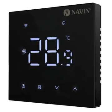 Терморегулятор Navin WT410B-16А 5...35 °C для теплої підлоги електронний Wi-Fi Tuya, Smart Life вбудований дротовий датчик 16A 230В чорний (24-260273-8686)