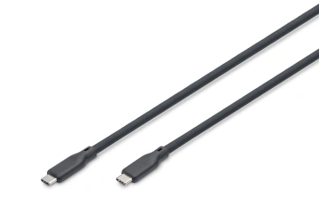 Кабель DIGITUS USB-C > USB-C заряджання/синхронізації, USB4 2.0, 80G, 240W, 16K, силіконовий, 1м, чорний (AK-300350-010-S)