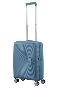 Валіза American Tourister, Soundbox, поліпропілен, мала, 55см, 35.5/41л, TSA, 4 колеса, EXP, сіро-синій (32G*51001)