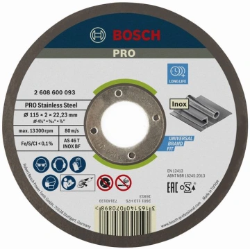 Диск відрізний Bosch Professional для нержавіючої сталі 115x2x22.23мм (2.608.600.093)