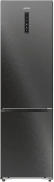 Холодильник з нижн. мороз. камерою Gorenje, 203х66х60см, 2 двері, 257(121)л, А+, Total NF, Зона св-ті, Інвертор, Зовн. Дисп, Wi-Fi, чорний (NRB620E61BX4WFE)
