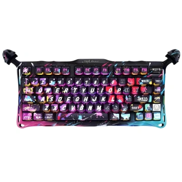 Клавіатура магнітна GravaStar Mercury V75 Pro 80keys, Magnetic Jade Gaming, 8K, USB-A, RGB, Neon Graffiti (GSV75PRO_U_CG_BLK)