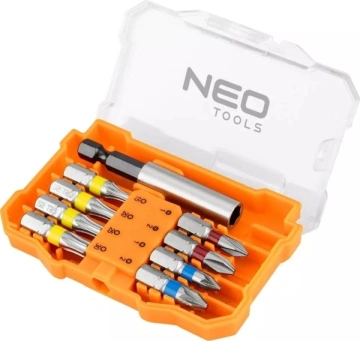 Біти Neo Tools, 1/4", бітотримач, PH,PZ,TH, 25мм, сталь S2, кейс, 8шт (56-614)