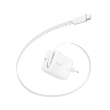 Зарядний пристрій мережевий Belkin 67Вт USB-C PD, PPS, вбудований кабель USB-C, білий (WCH022KQWH)