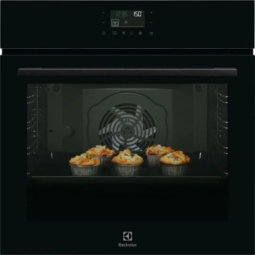 Духова шафа Electrolux електрична, 72л, A++, пара, дисплей, конвекція, піроліз, телескопічні напрямні, чорний (LOD7P86Z)