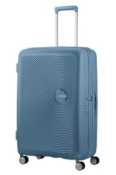 Валіза American Tourister, Soundbox, поліпропілен, велика, 77см, 97/110л, TSA, 4 колеса, EXP, сіро-синій (32G*51003)