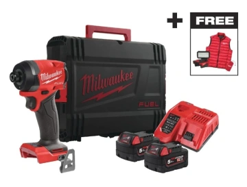 Гвинтоверт ударний акумуляторний Milwaukee M18 FID3MC-502X 18В АКБ 2х5А·год 226Нм 0-3900об/хв 1/4" ЗП M12-18FC TURBO прожектор M18 ALIS-0 жилет кейс 3.4кг (4933499450)