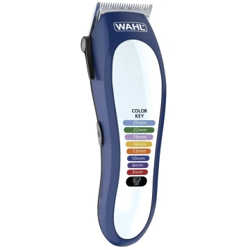 Машинка для стрижки Wahl Color Pro Lithium, мережа+акум., вібраційний мотор, насадок-10, кейс, масло та ножиці у компл., сталь, біло-синій (79600-3716)