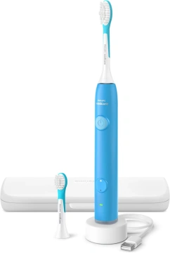 Щітка зубна електр. Philips, Sonicare For Kids Smart, насадок-2, дорожній футляр, 2 наклейси, синій (HX6600/42)