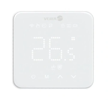Терморегулятор Veria Control WT45 5...45 °C для теплої підлоги Wi-Fi сенсорний тип датчику повітря + підлога 16A 230В білий (189B4071)