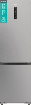 Холодильник з нижн. мороз. камерою Gorenje, 203х66х60см, 2 двері, 283(130)л, А+, Total NF, Зона св-ті, Інвертор, Зовн. Дисп, Wi-Fi, нерж (NRB620E61X4WFE)