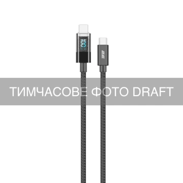 Кабель 2E USB-C > USB-C заряджання/синхронізації 100Вт PD, 1м, Digital Display, чорний (2E-CC100-BL)