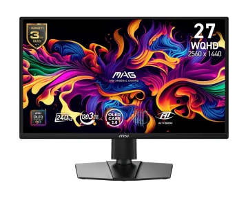 Монітор MSI 26.5" MAG 272QP QD-OLED-X24 2xHDMI, DP, USB-C, Audio, QD-OLED, 2560x1440, 240Hz, 0.03ms, DCI-P3 99%, G-SYNC, FreeSync, Pivot, HDR400 (9S6-3CF89A-001)