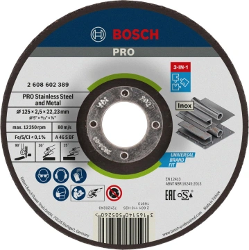 Диск відрізний Bosch Professional для нержавіючої сталі та металу 3в1 125x2.5x22.23мм (2.608.602.389)