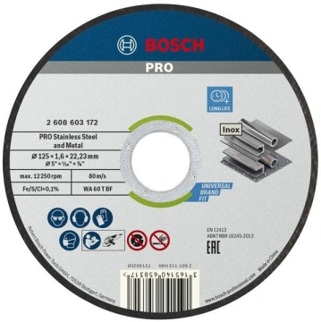 Диск відрізний Bosch Professional для нержавіючої сталі та металу 125x1.6x22.23мм (2.608.603.172)
