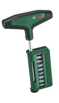 Викрутка Bosch для біт, Т-подібне руків'я, 19 насадок, 100мм, сталь CrV (1.600.A03.9J3)