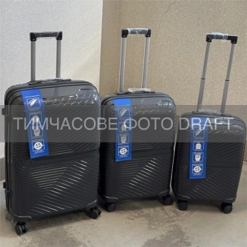Набір валіз 2E, M6989, поліпропілен, (L+M+S), блискавка anti theft, 4 колеса, кодовий замок, темно-сірий (2E-PP-M6989-SET3-DG)
