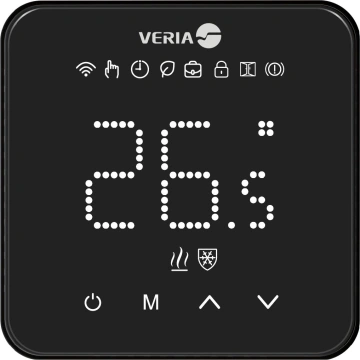 Терморегулятор Veria Control WT45 5...45 °C для теплої підлоги Wi-Fi сенсорний тип датчику повітря + підлога 16A 230В чорний (189B4072)