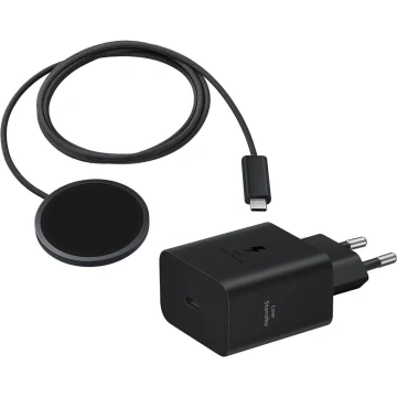 Зарядний пристрій бездротовий Samsung 25Вт Magnetic Wireless, адаптер 45Вт USB-C, сірий темний (EP-P2900TBEGWW)