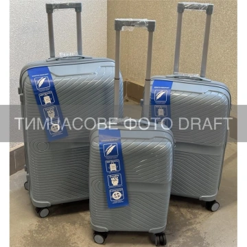 Набір валіз 2E, M6989, поліпропілен, (L+M+S), блискавка anti theft, 4 колеса, кодовий замок, блакитний (2E-PP-M6989-SET3-LB)