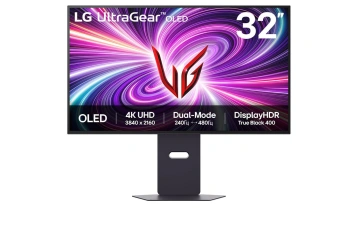 Монітор LG 31.5" 2xHDMI, DP, USB, MM, OLED, 3840x2160, 240/480Hz, 0.03ms, DCI-P3 98.5%, G-SYNC, FreeSync, Pivot, HDR400 (32GS95UV-B)