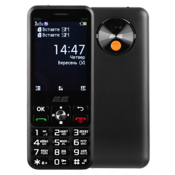 Мобільний телефон 2E E280 2025 2.8" 2SIM, 2x1500мА•год, чорний + Батарея (794300868957)