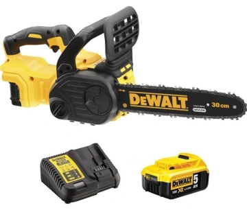Пила ланцюгова акумуляторна DeWalt 18В акб 1х5А·год 7.68м/с шина 30см ланцюг OREGON 3/8’’ ЗП 3.6кг (DCM565P1)