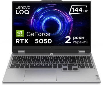 Ноутбук Lenovo LOQ-15IRX10 15.6" FHD IPS AG, Intel i7-13645HX, 32GB, F512GB, NVD5050-8, DOS, сірий (83JE01DJRA)