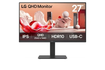 Монітор LG 27" HDMI, 2xDP, USB-C, MM, IPS, 2560x1440, 100Hz, sRGB 98%, Pivot, HDR10 (27BA65QB-B)