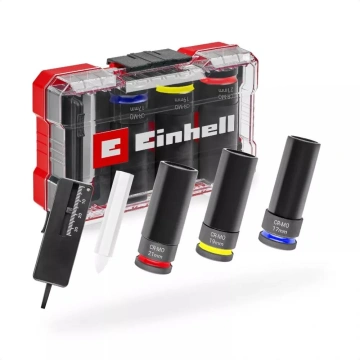 Набір ударних торцевих головок Einhell 80мм 1/2" крейда, вимірювач протектора кейс 3шт (109273)