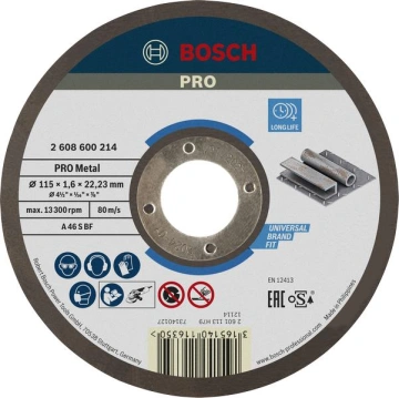 Диск відрізний Bosch Professional для металу 115x1.6x22.23мм (2.608.600.214)