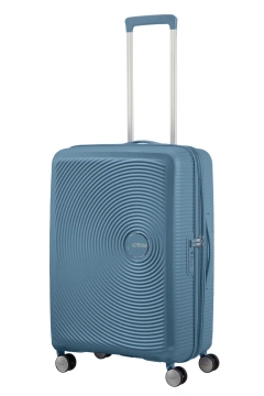 Валіза American Tourister, Soundbox, поліпропілен, середня, 67см, 71.5/81л, TSA, 4 колеса, EXP, сіро-синій (32G*51002)