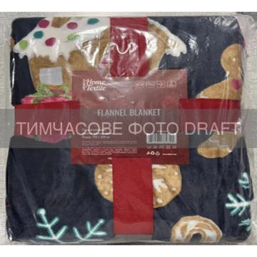 Плед ARDESTO Christmas Flannel 160х200см, 100% поліестер, імбирне печиво, синій (ART0135PB)